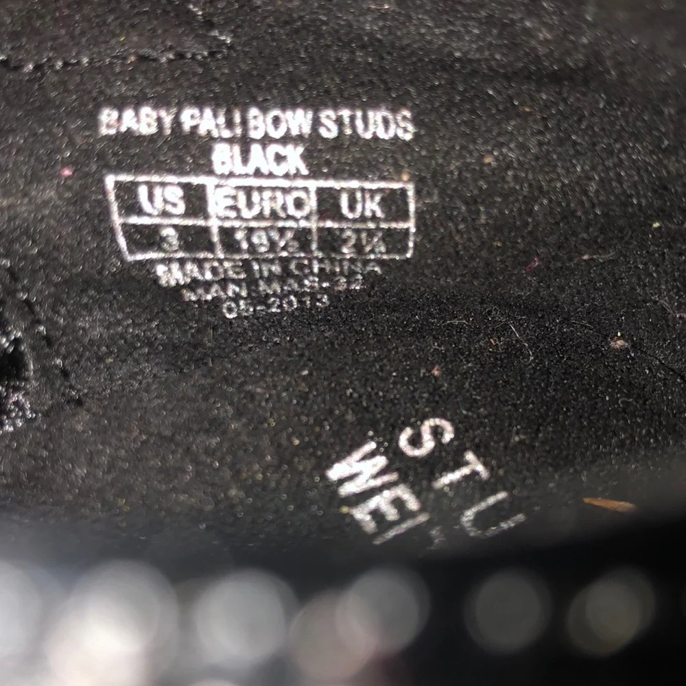 Stuart Weitzman Formal Black Studded Infant Shoes with Bow